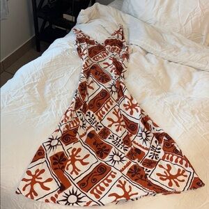 Brown Spaghetti Strap Maxi Sundress for Resort Wear